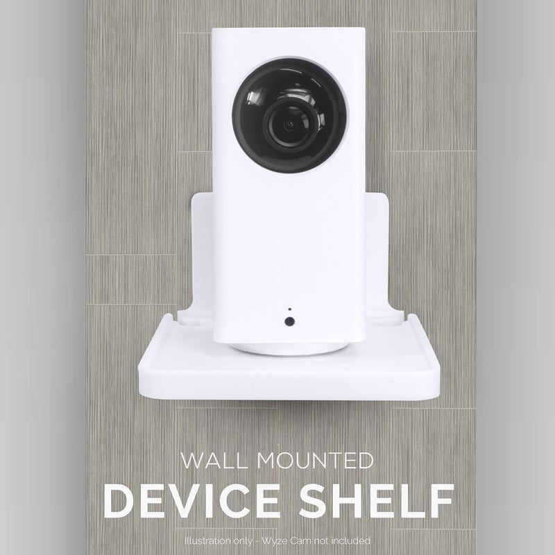 BRAINWAVZ Drill Free Wall Mount Shelf for Security Cameras, Baby Monitors, Speakers & More, Universal Holder, Strong Adheasive, Easy to Install, No Mess, Screwless (White) - Image 2